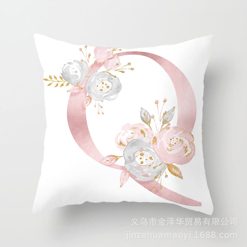Wholesale Peach Skin Velvet Pink Letter Pillowcase