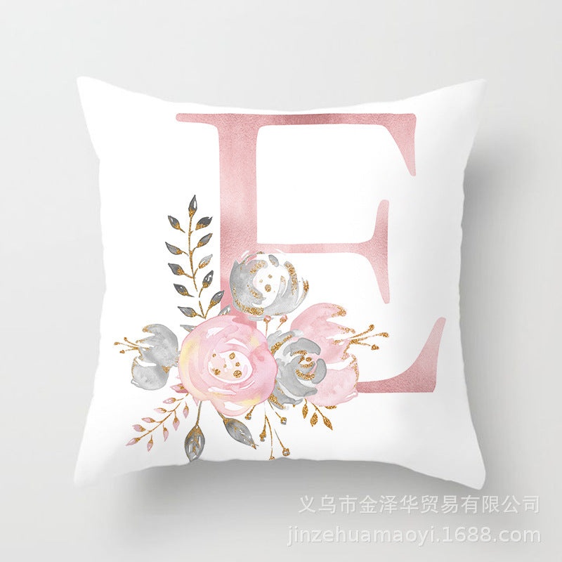 Wholesale Peach Skin Velvet Pink Letter Pillowcase