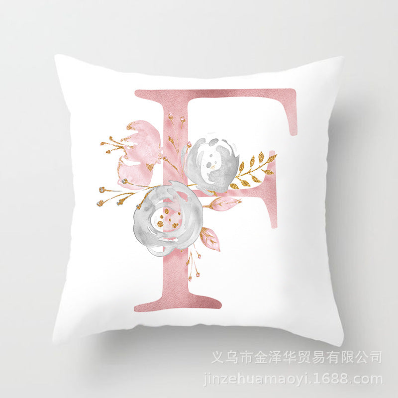 Wholesale Peach Skin Velvet Pink Letter Pillowcase