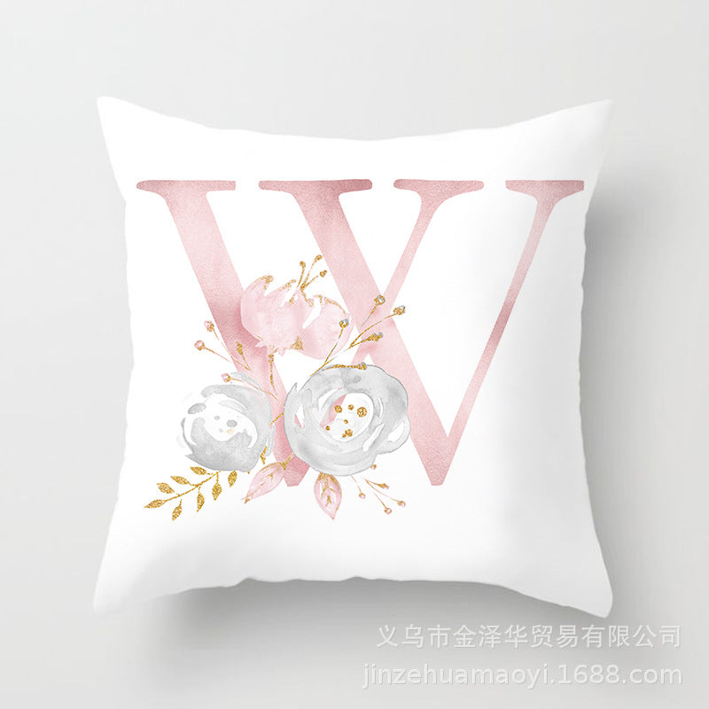 Wholesale Peach Skin Velvet Pink Letter Pillowcase