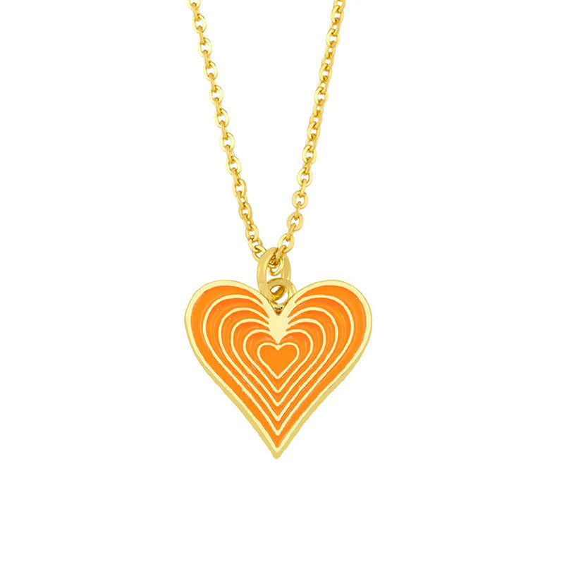 Wholesale Necklace Copper Plated 18K Gold Enamel Heart Shape OLY-NE-AS001