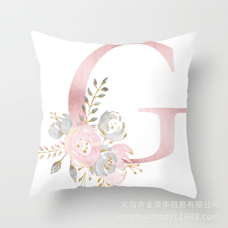 Wholesale Peach Skin Velvet Pink Letter Pillowcase