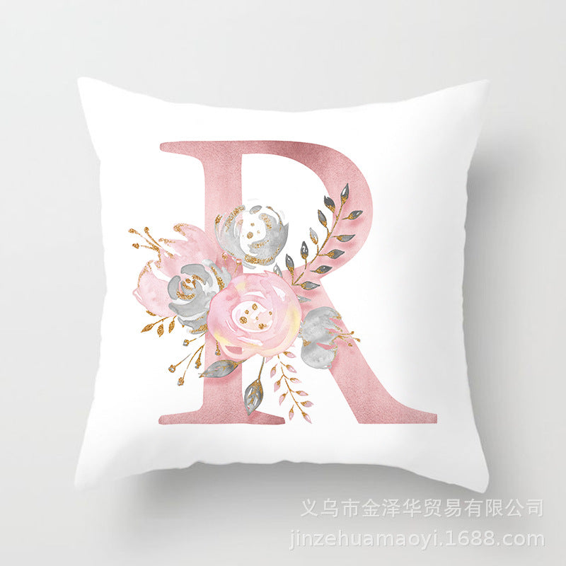Wholesale Peach Skin Velvet Pink Letter Pillowcase