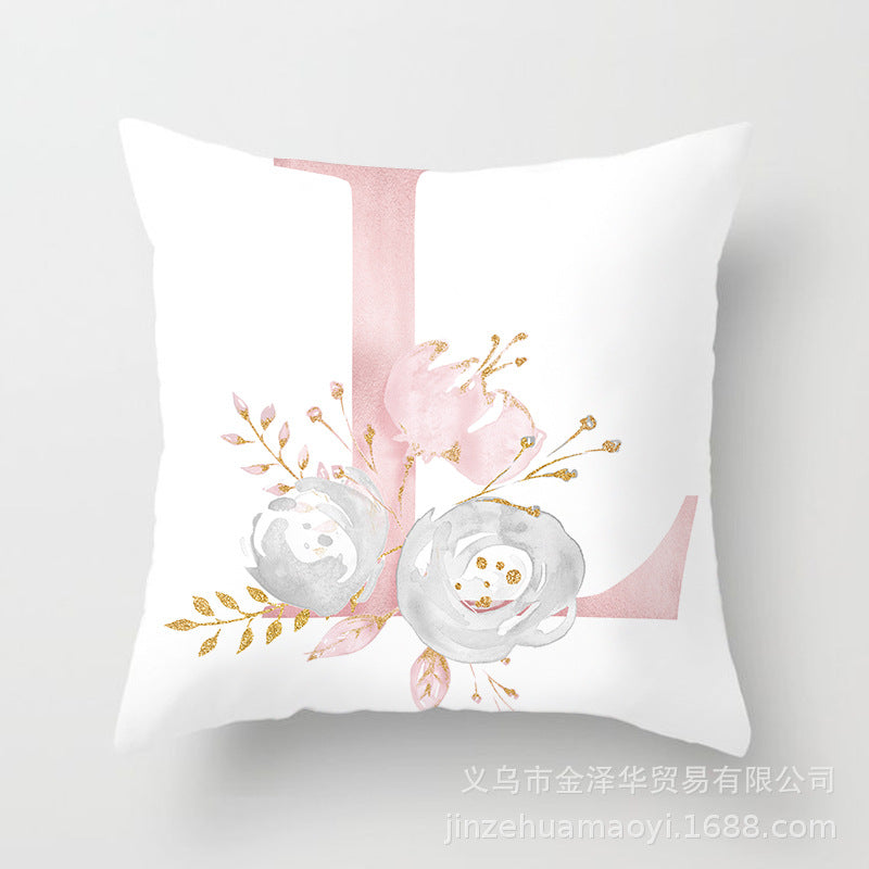 Wholesale Peach Skin Velvet Pink Letter Pillowcase