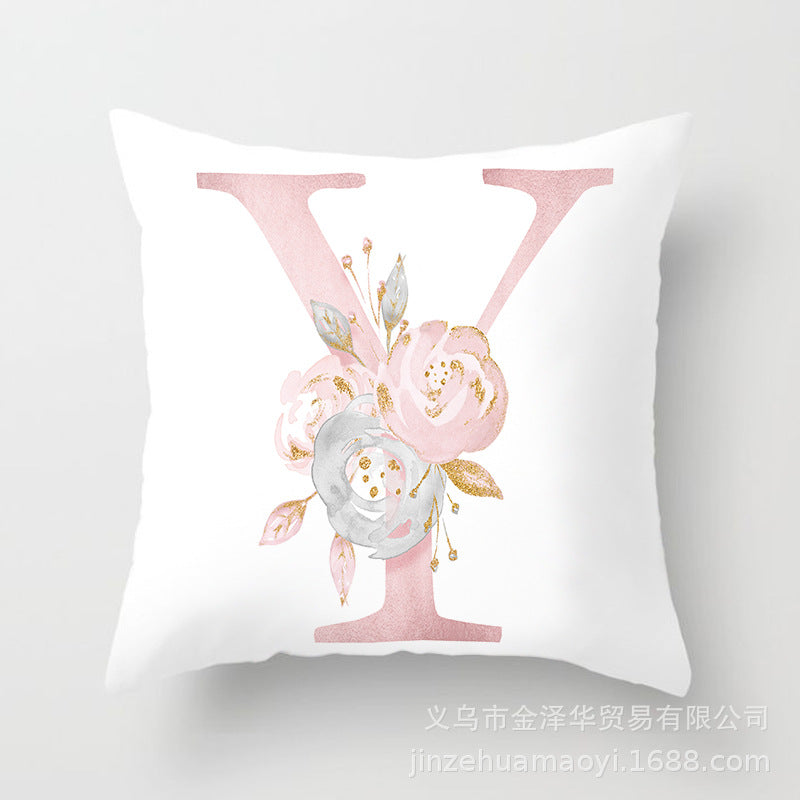 Wholesale Peach Skin Velvet Pink Letter Pillowcase