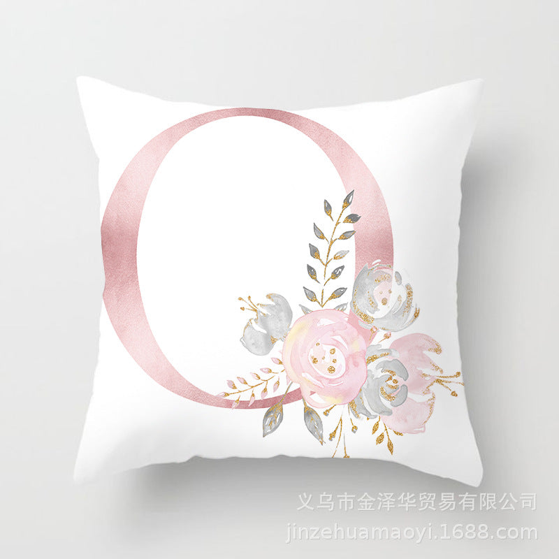 Wholesale Peach Skin Velvet Pink Letter Pillowcase