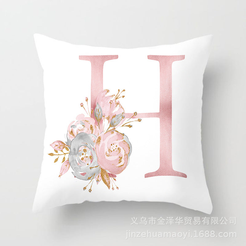 Wholesale Peach Skin Velvet Pink Letter Pillowcase