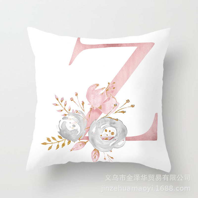 Wholesale Peach Skin Velvet Pink Letter Pillowcase
