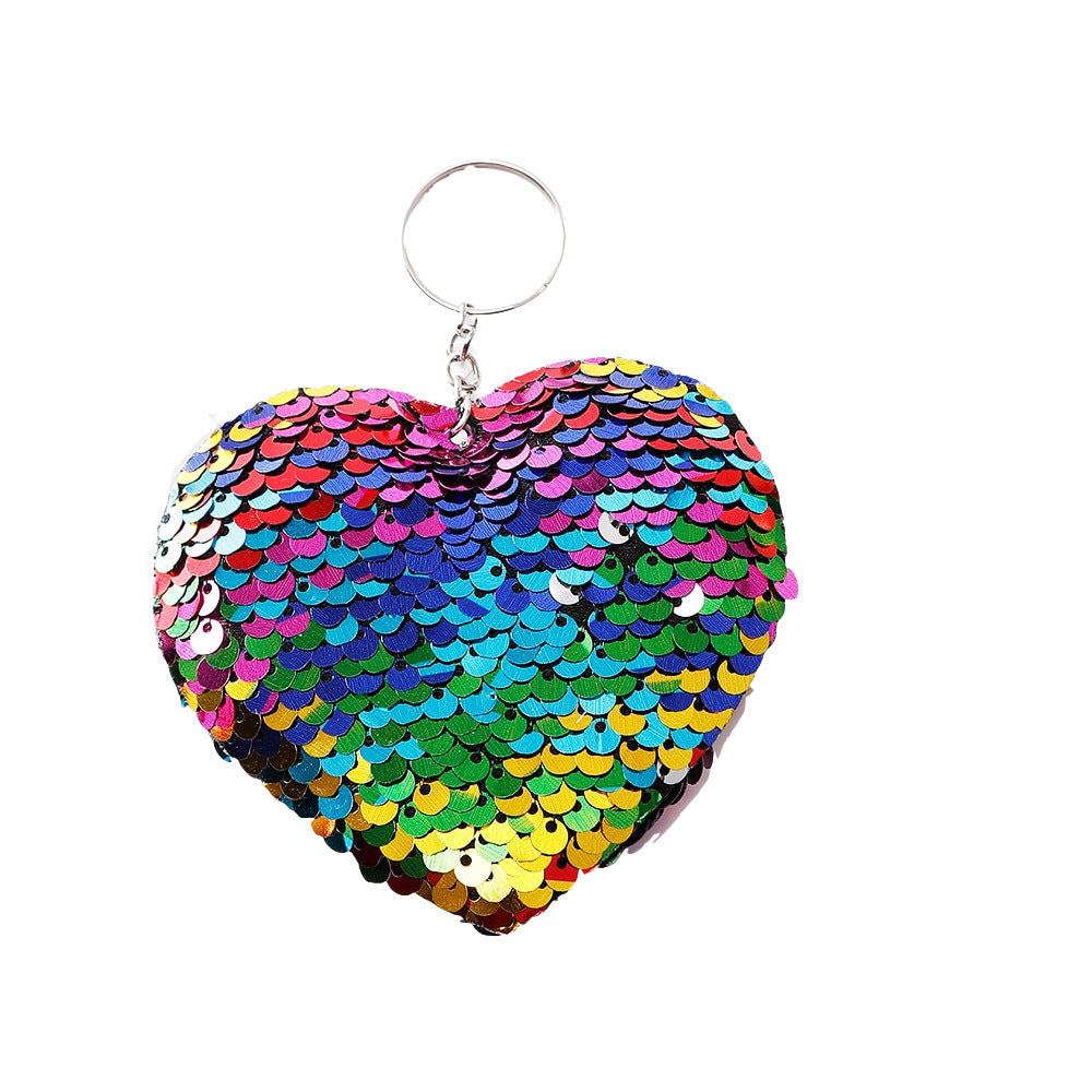 Wholesale Heart Sequin Fabric Keychains
