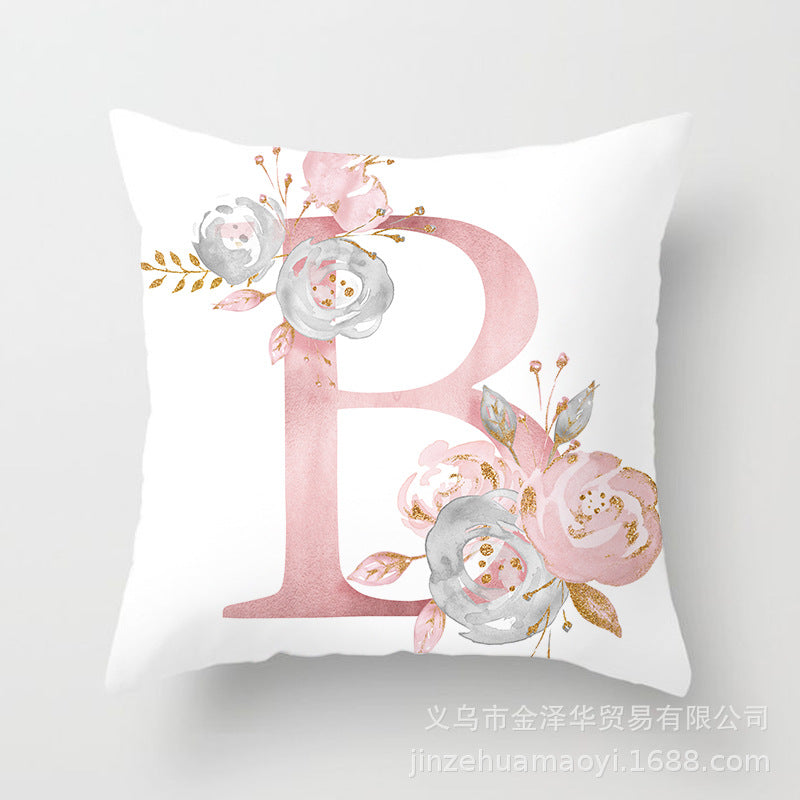Wholesale Peach Skin Velvet Pink Letter Pillowcase