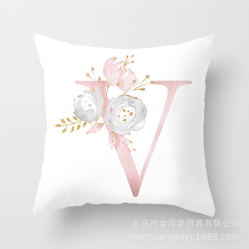 Wholesale Peach Skin Velvet Pink Letter Pillowcase