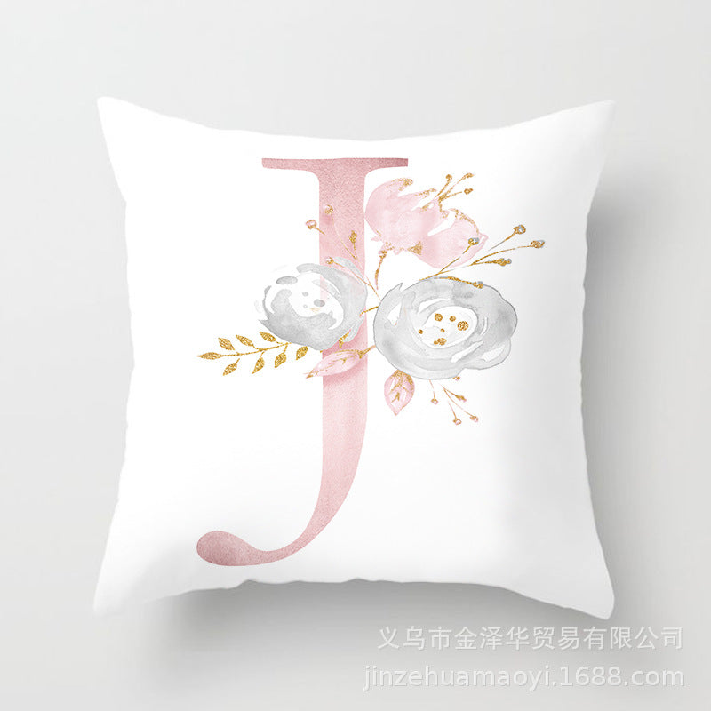 Wholesale Peach Skin Velvet Pink Letter Pillowcase