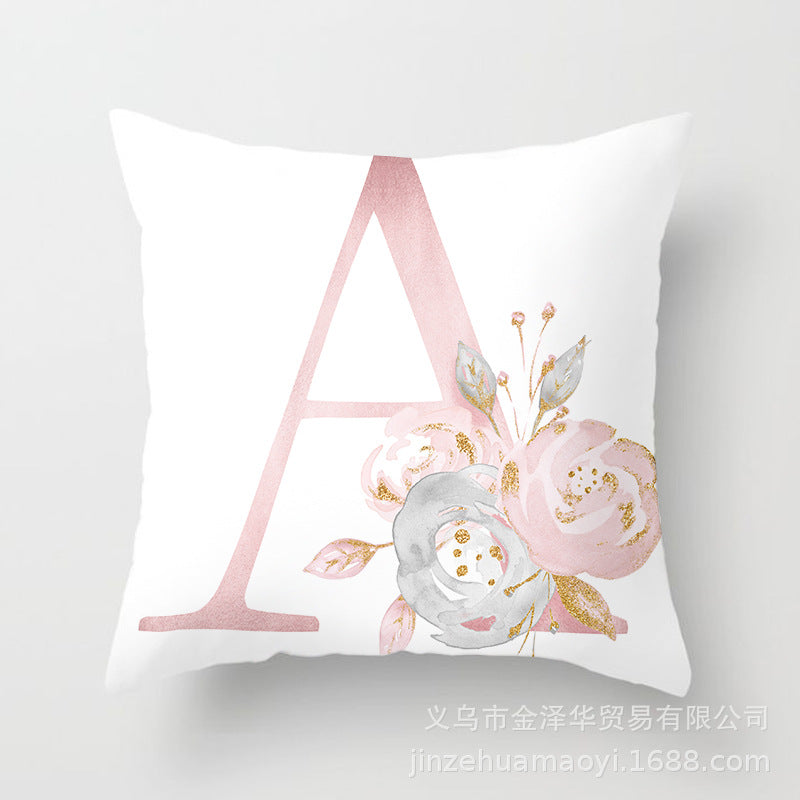 Wholesale Peach Skin Velvet Pink Letter Pillowcase