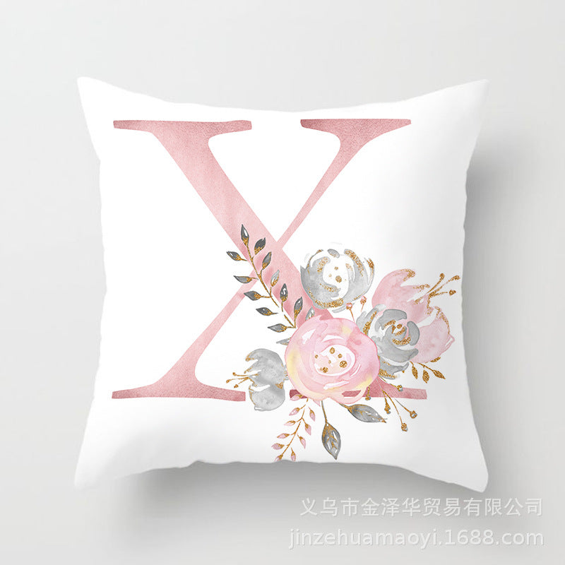 Wholesale Peach Skin Velvet Pink Letter Pillowcase