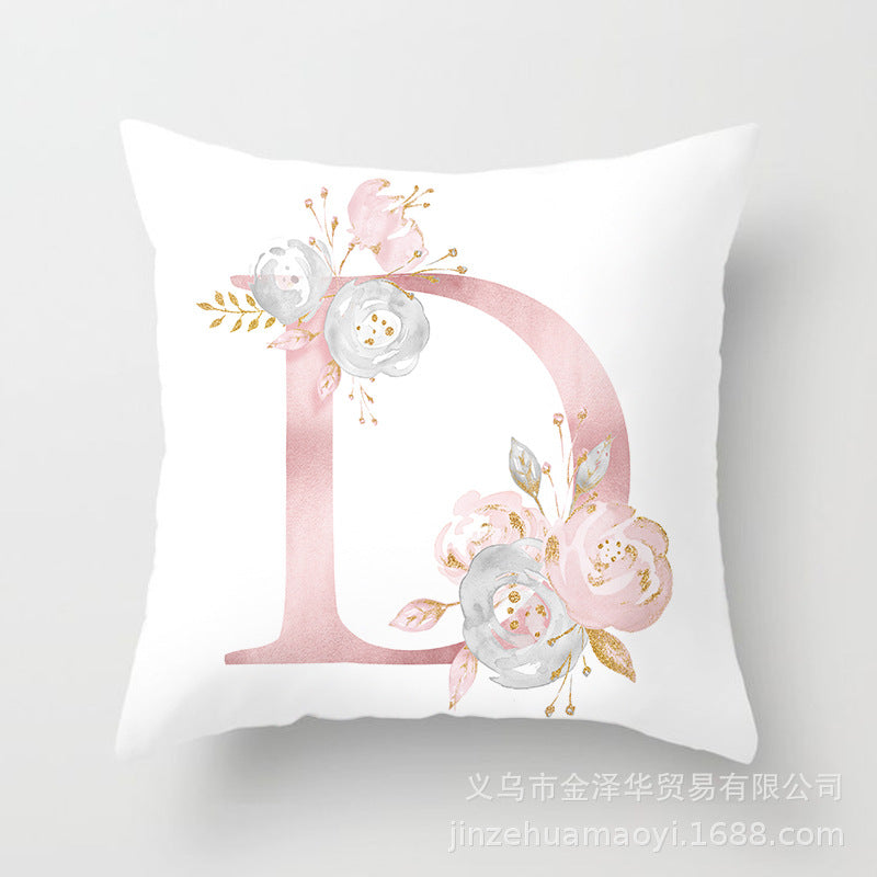 Wholesale Peach Skin Velvet Pink Letter Pillowcase