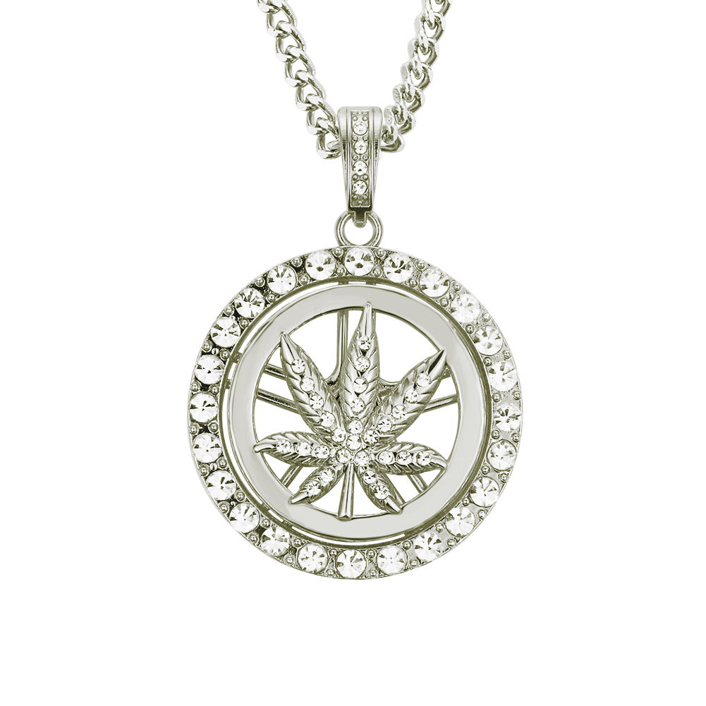 Wholesale Diamond Maple Leaf Turntable Necklace Alloy