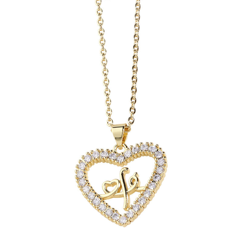 Wholesale Necklace Copper 18K Gold Plated Heart-shaped OLY-NE-AS013