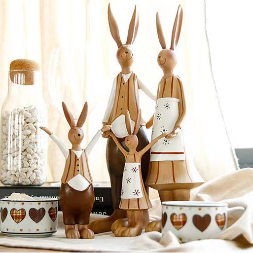Wholesale Resin Family of Four Rabbit Decoration