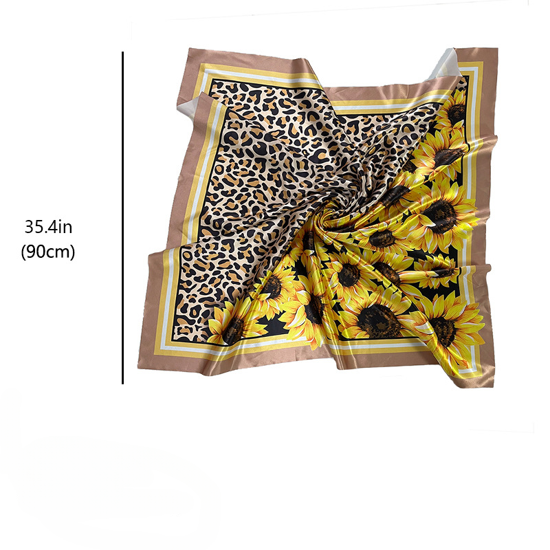 Wholesale Sunflower Leopard Pattern Spliced Colored Western Scarves