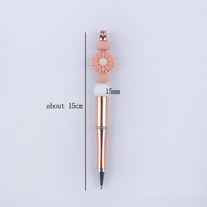 Wholesale Beadable Pens Handmade Daisy Silicone Beaded Ballpoint Pen