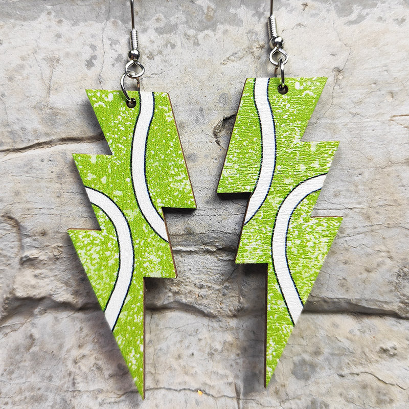 Venta al por mayor Aretes 2 Pares Madera Hierro Gancho Estilo Deportivo OLY-ES-HY001