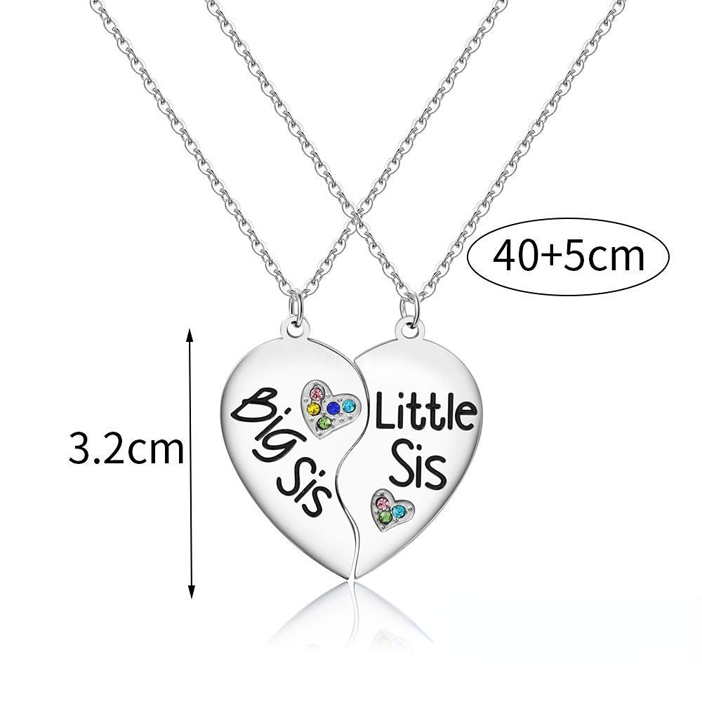 Wholesale Stainless Steel Lettering Heart Necklaces 2-Pack