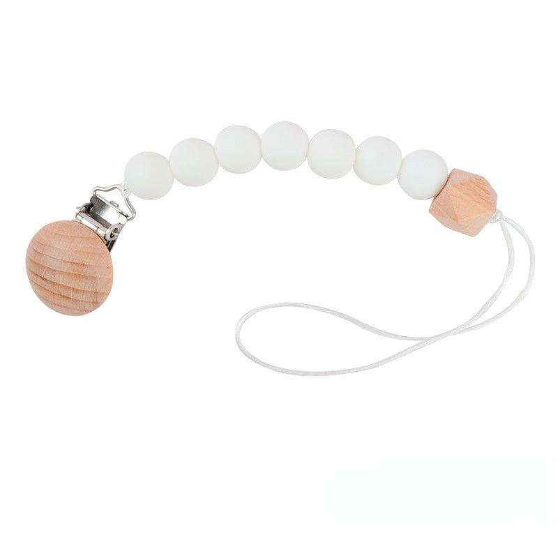 Venta al por mayor Suministros para bebés con cadena de mordedura de haya de silicona para bebés