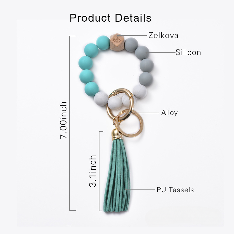 Llavero de muñeca con cuentas de silicona al por mayor