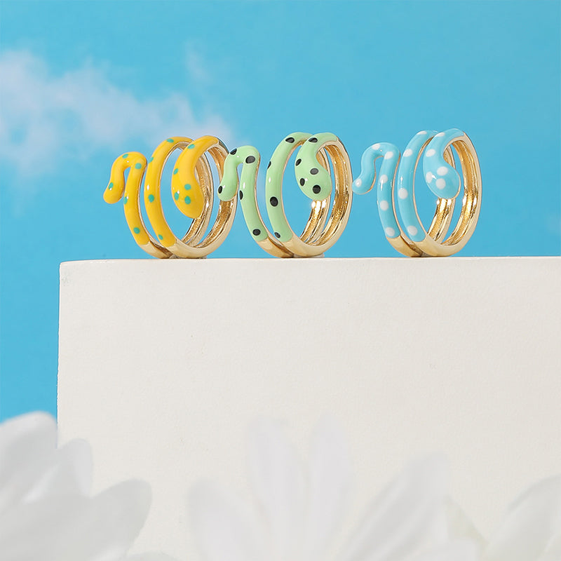 Wholesale Ring Copper Plated Real Gold Snake Enamel Adjustable OLY-RS-HX001