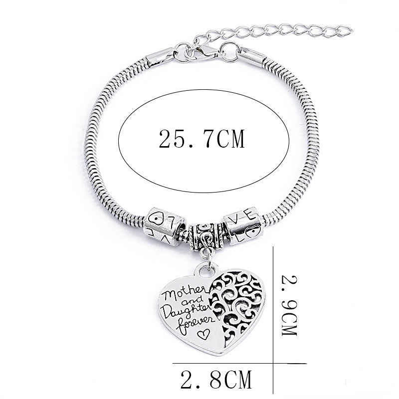 Pulsera De Aleación De Corazón De Madre E Hija al por mayor