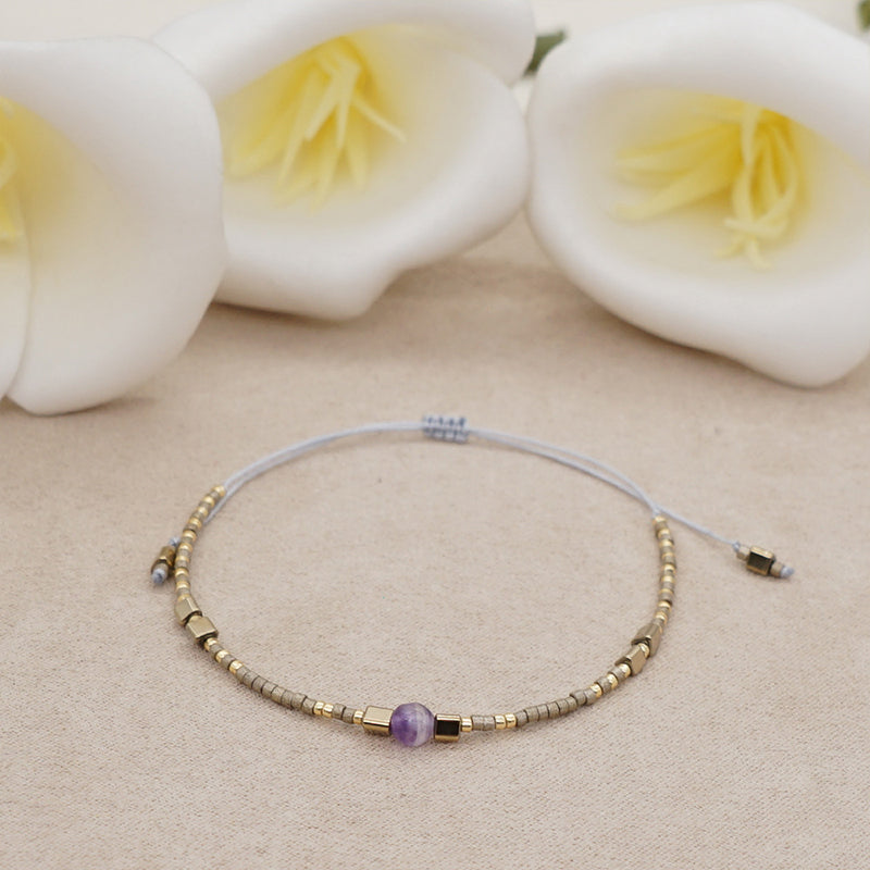 Venta al por mayor Pulsera Cristal Simple Boho Moda Arroz Granos Hecho A Mano OLY-BT-GBH002