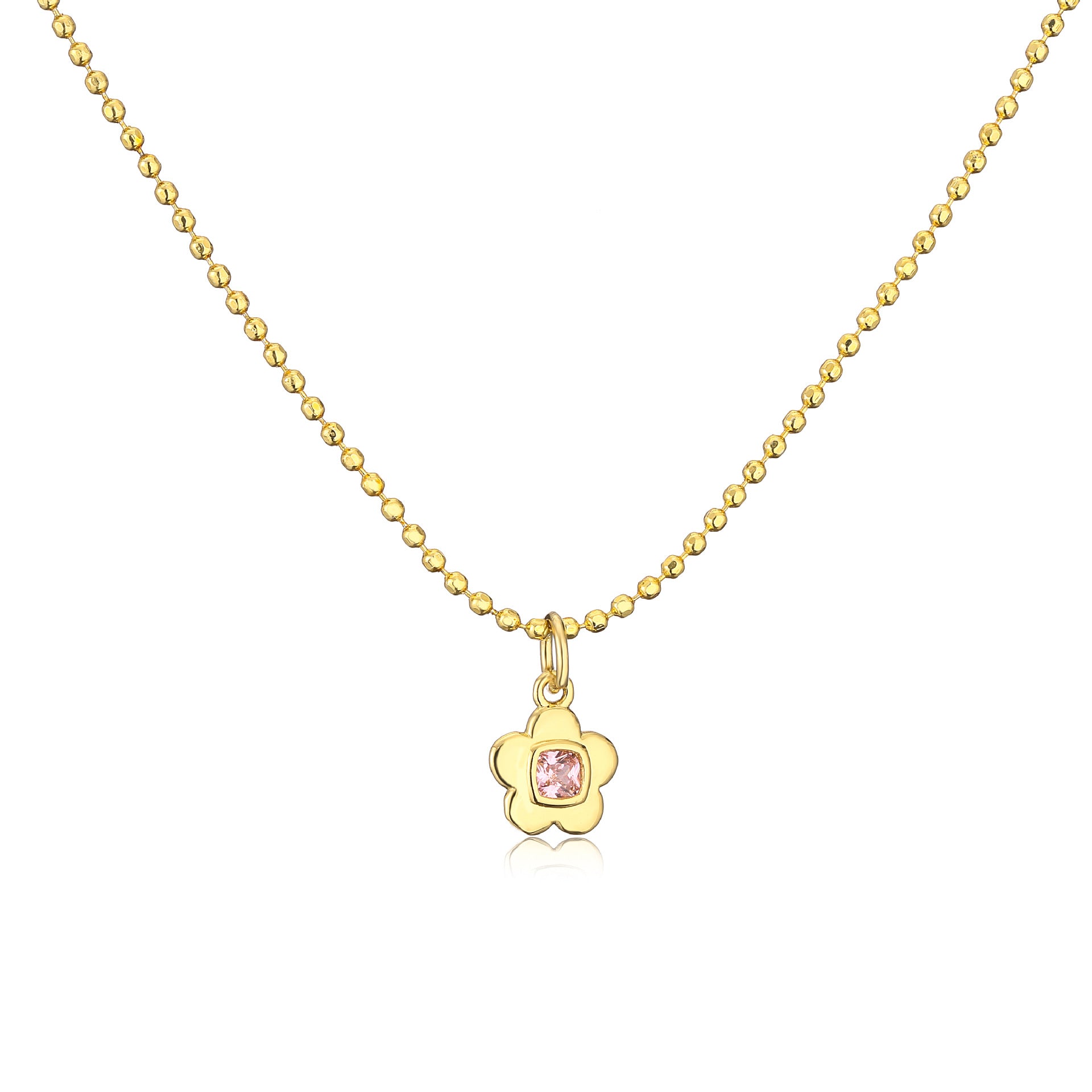 Wholesale Brass Plated 18K Gold Zircon Small Flower Creative Necklace