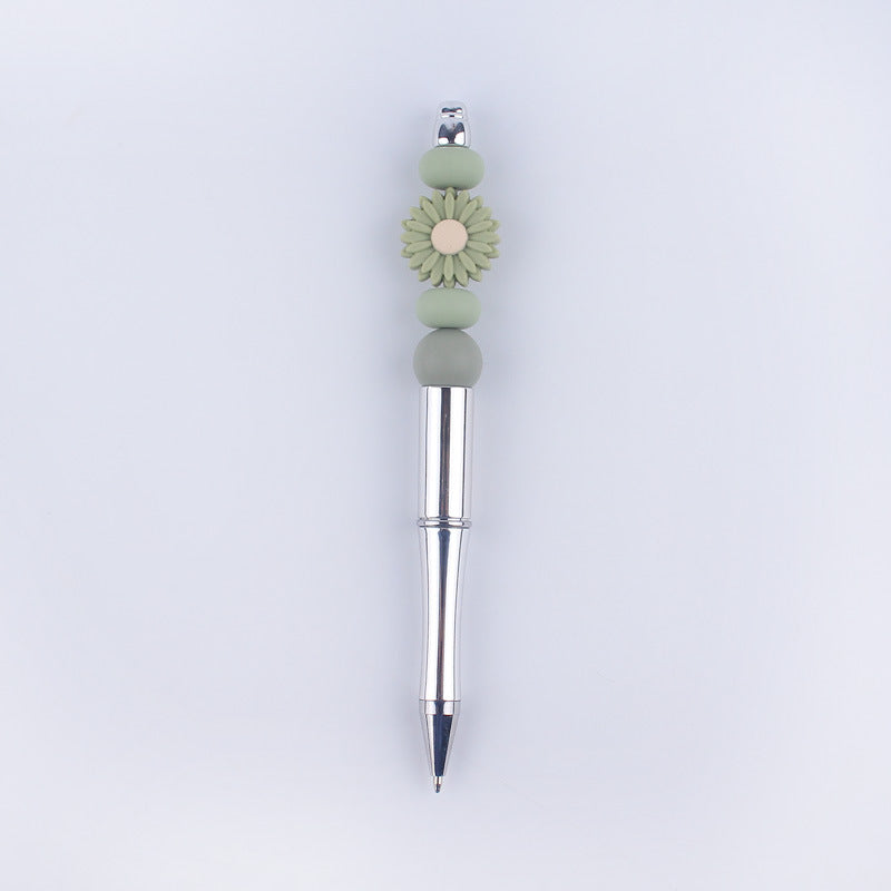 Wholesale Beadable Pens Handmade Daisy Silicone Beaded Ballpoint Pen