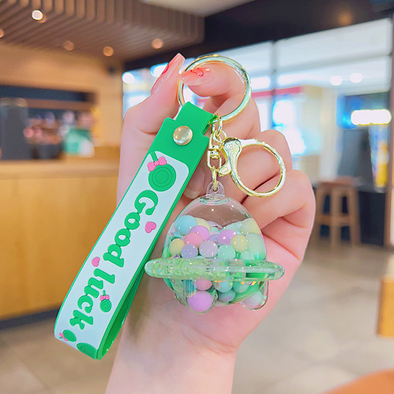 Wholesale Acrylic Green Liquid Into The Oil Quicksand Bottle Series Key Chain