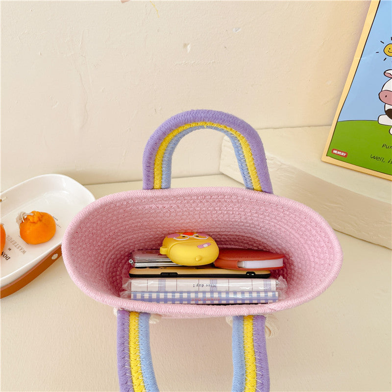 Bolso al por mayor de la playa del arco iris tejido cuerda del algodón del PDA