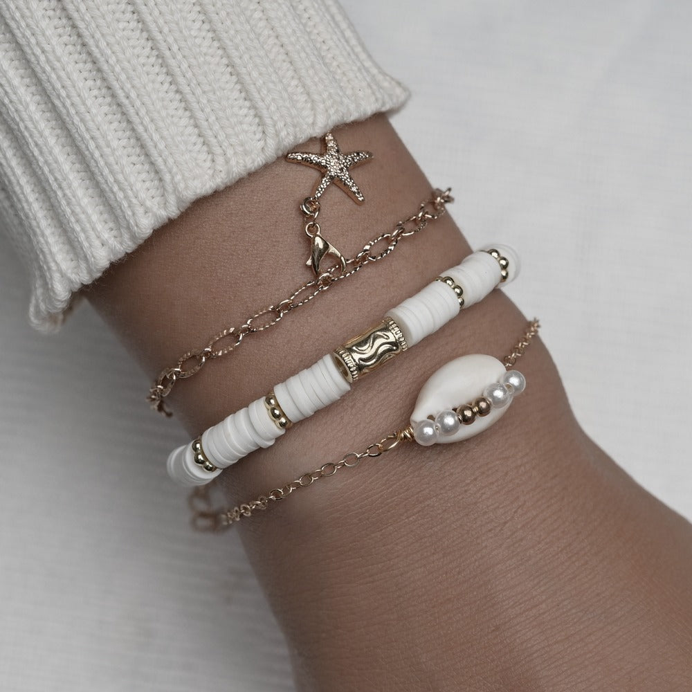 Wholesale of Soft Ceramic Pieces and Shell Woven Bracelet Sets