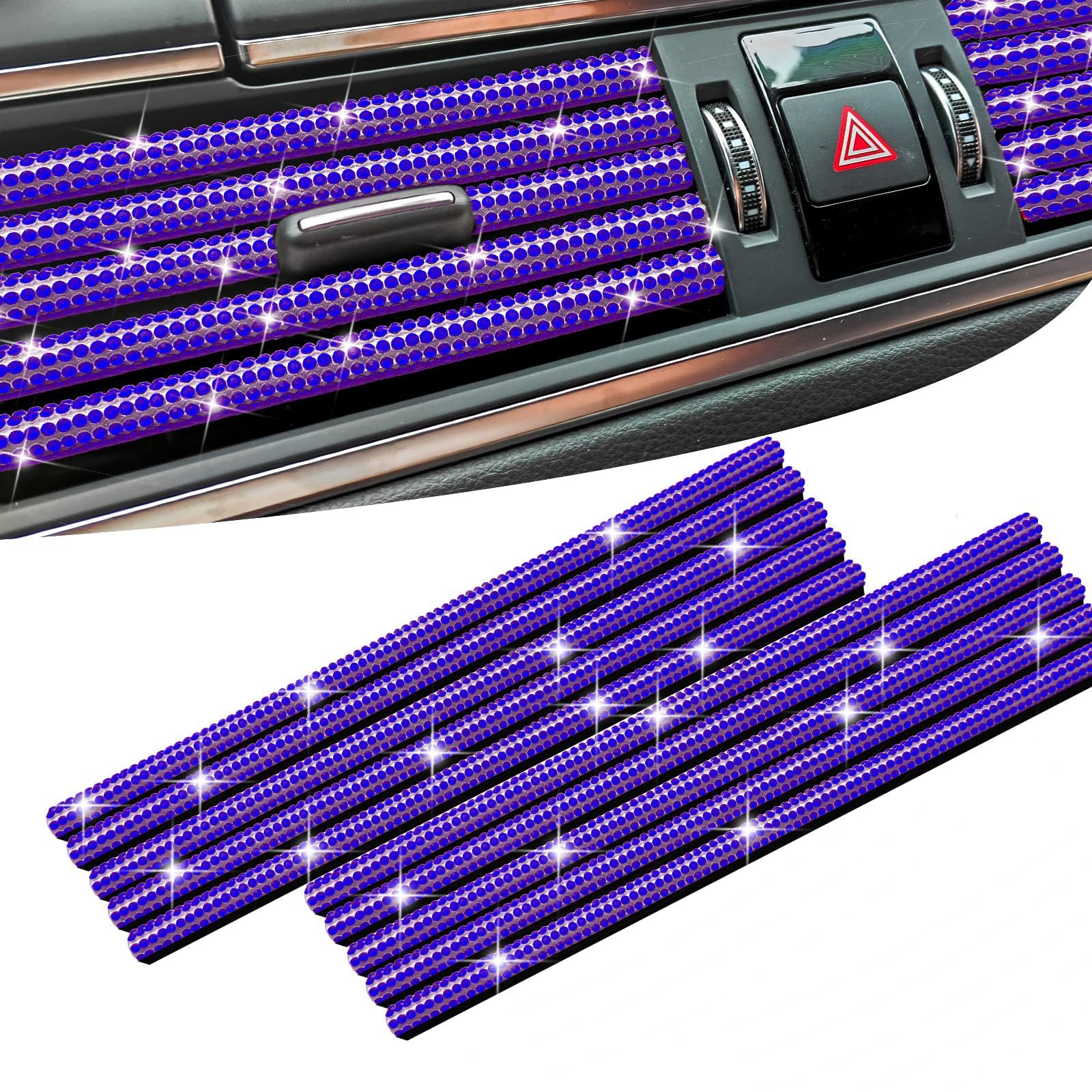 Venta al por mayor, 5 uds., tira decorativa de ventilación de aire de diamante para coche