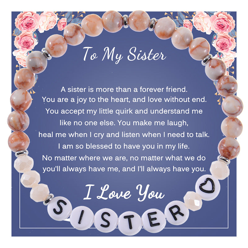 Wholesale Mother's Day Alphabet Natural Stone Beaded Bracelet