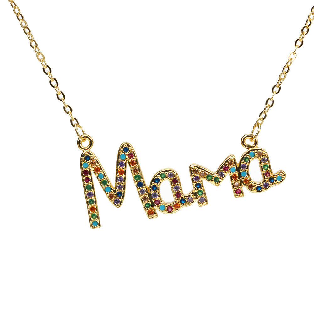 Venta al por mayor, regalo del día de la madre, collar de cobre para madre MAMA