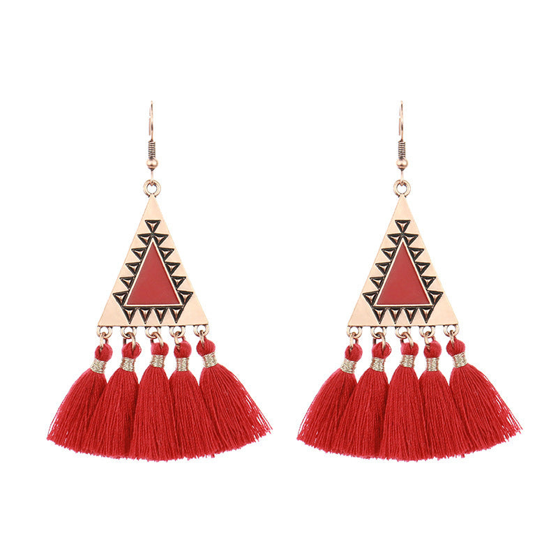 Venta al por mayor Pendientes de aleación de borla hechos a mano bohemios