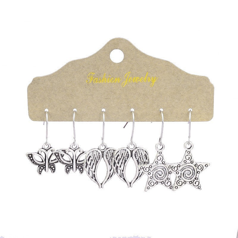 Wholesale 3 Pair Vintage Alloy Earrings