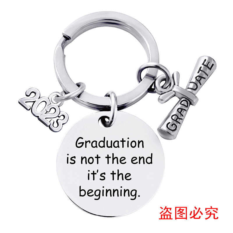 Wholesale Graduation Season Gift Lettering Round Metal Keychain