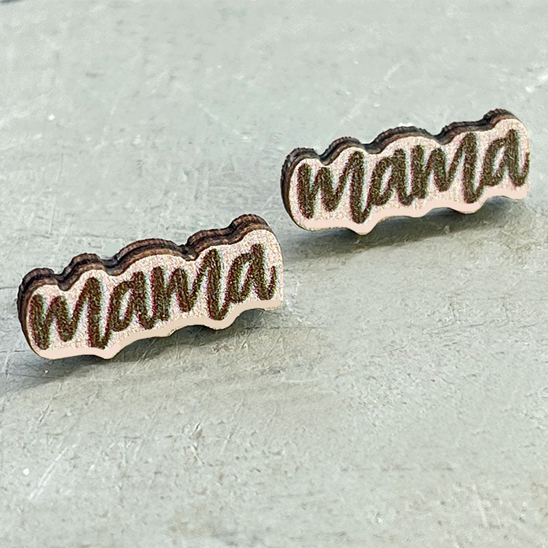 Wholesale 2 pairs/pack Mother's Day Wooden Ear Studs