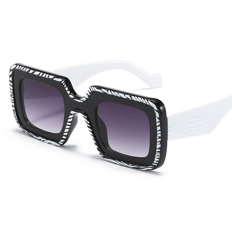 Wholesale PC Personalized Contrasting Color Texture Square Frame Sunglasses