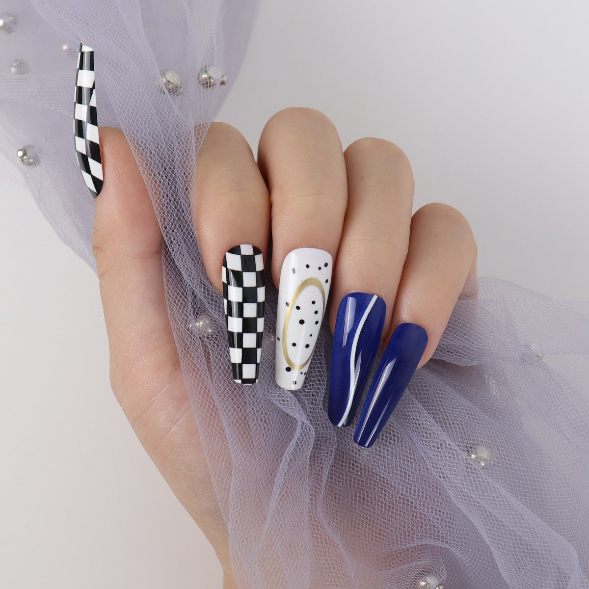 Parches de mejora de uñas largas de plástico de plástico de 24 piezas al por mayor