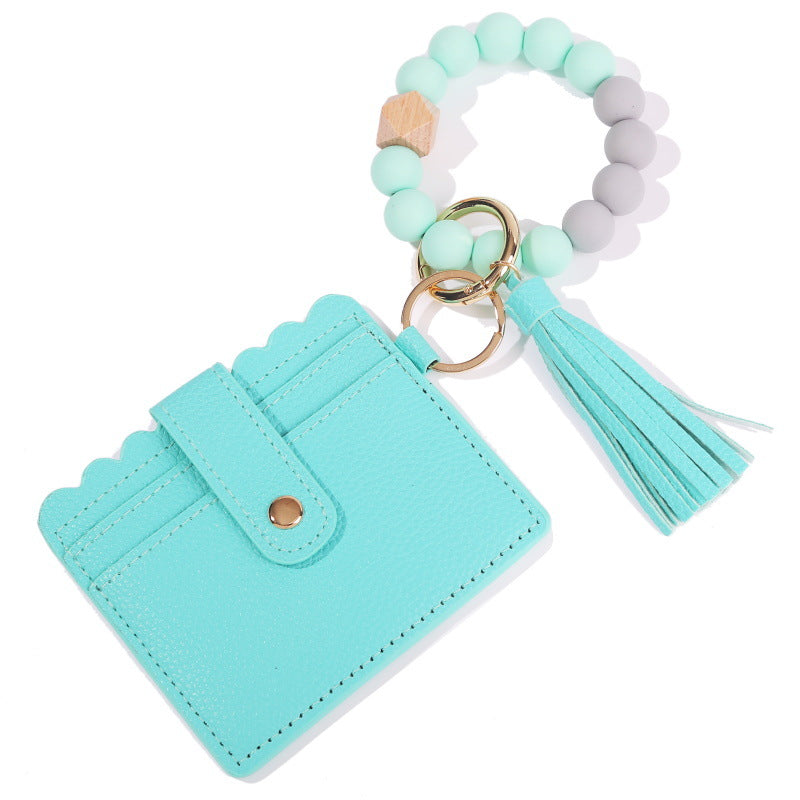 Wholesale Tassel Card Bag Silicone Beaded Wrist Key Chain