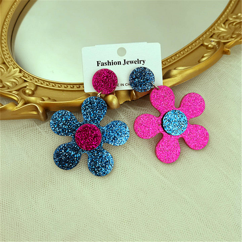 Wholesale Colorful Five Petal Flower Acrylic Earrings