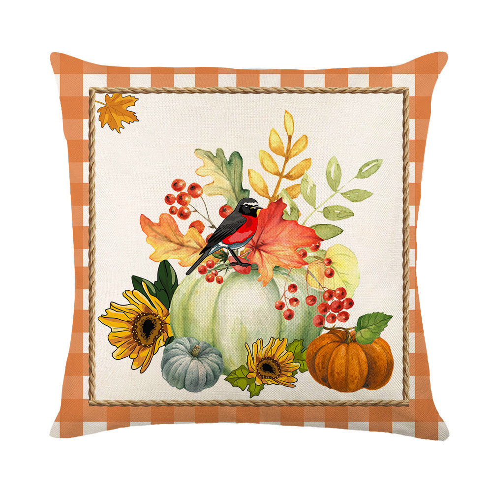 Wholesale Thanksgiving Throw Pillow Cover Linen Maple Leaf Printing Home Pillow Cushion Cover