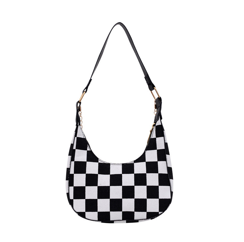 Wholesale Pu Checkerboard Baguette Underarm Bag