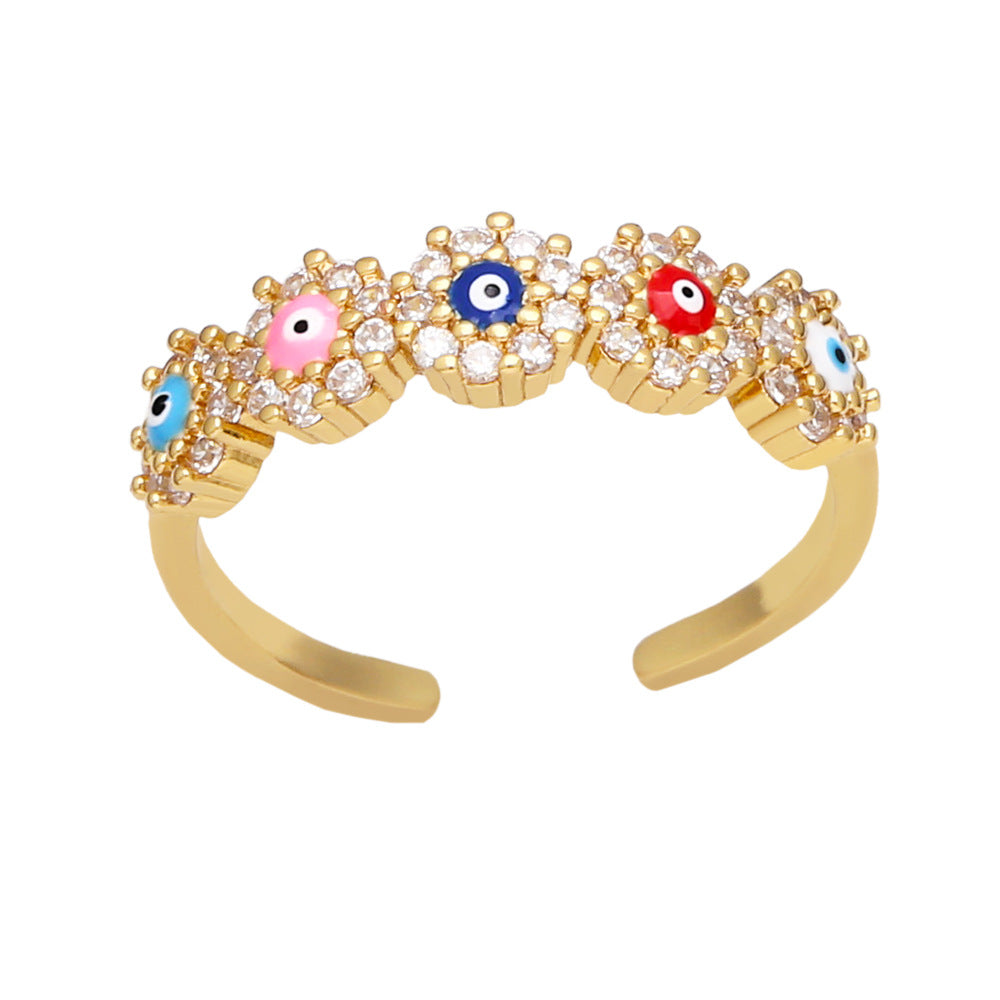 Wholesale Jewelry Devil Eyes 18K Gold Plated Copper Rings